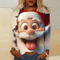 thumbnail image 2 of Festival Saving Womens Christmas T Shirts Funny Christmas Holiday Blouse Long Sleeve Tee with Santa Claus Print and Round Neck Comfort Shirts My Items, 2 of 5