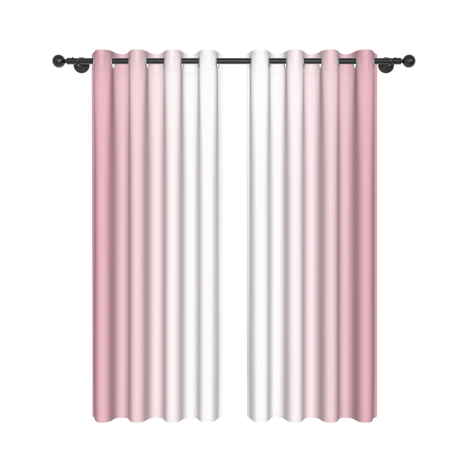 Lfeey Blackout Curtains, Pink to White Gradient Bedroom, 52x63 inch, 2 Panels Set