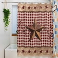 thumbnail image 3 of Vintage Texas Star Brown Shower Curtain Set, Waterproof Shower Curtains for Bathroom, Red Plaid Berry Farmhouse Washable Fabric Cloth Bath Curtain for Bathtub Decoration with Hooks 66x72 Inches, 3 of 9