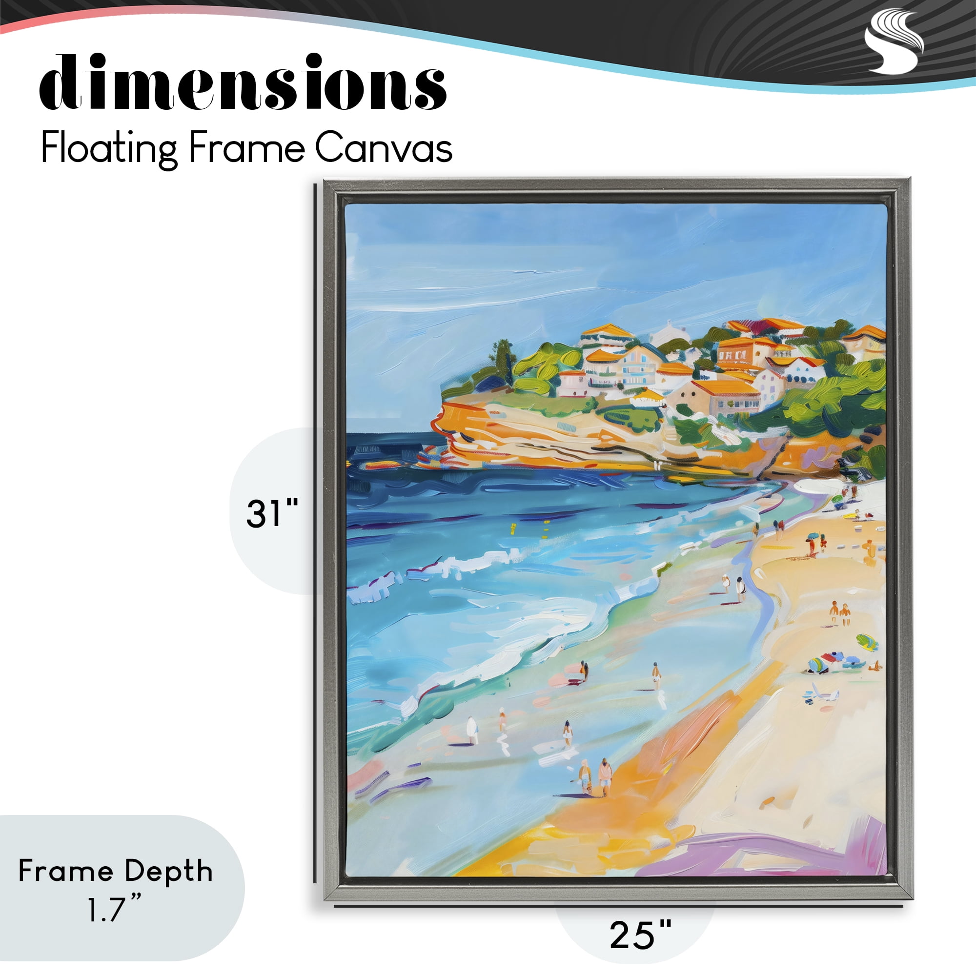 Stupell Industries Bondi Beach Cove Gray Framed Floater Canvas Wall Art, design by The Prints Vibe