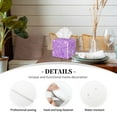 thumbnail image 3 of Lsque Lilac Glittering Printed Tissue Box Cover Holder, Facial Paper Organizer Dispenser,Square with Bottom Belt, PVC Leather Decorative Organizer, 3 of 8