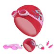 thumbnail image 1 of Gafas de natación para niños Rojo Verde con Gorro de delfín de silicona y Tapones para los oídos rosa, 1 of 3
