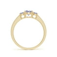 thumbnail image 2 of ANGARA Natural Three Stone Round Tanzanite Ring with Diamond Accents in 14K Yellow Gold for Women (Size-5mm) | December Birthstone, Anniversary, Jewelry Gift for Women | Natural Tanzanite Ring, 2 of 9