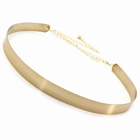 XmhyTop-A Metal Waist Belt Dress Chain Belt, Shiny Waistband for Jeans Dresses, Adjustable Minimalist Metal Link Waist Accessory, 1 Piece,2cm,Gold
