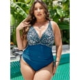 thumbnail image 7 of BERANMEY Sexy Plus Size Tummy Control One Piece Swimsuit for Women Ruched High Cut Bathing Suit Slimming V Neck Criss Cross Swim Suits Womens Size XL-5XL, 7 of 7