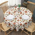 thumbnail image 3 of Fall Pumpkins Leaves Pattern Round Tablecloth 60" X 60",Wrinkle Wipeable Table Cloth for Kitchen Dining Room Picnic Patio Party, 3 of 6