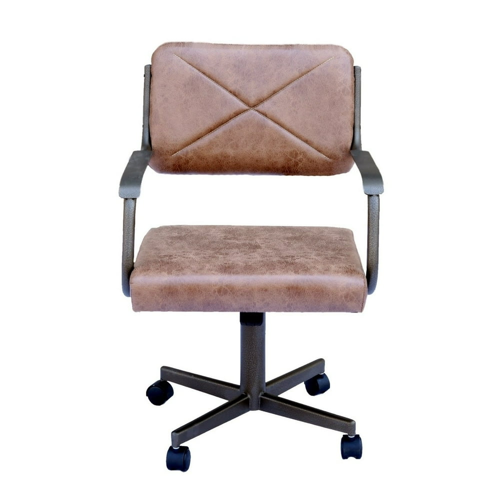 Casual Dining Brown Cushion Swivel and Tilt Rolling Kitchen Chair