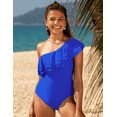 thumbnail image 2 of Hilor Women's One Piece Swimsuits Double Ruffles One Shoulder Monokini Bathing Suits, 2 of 6
