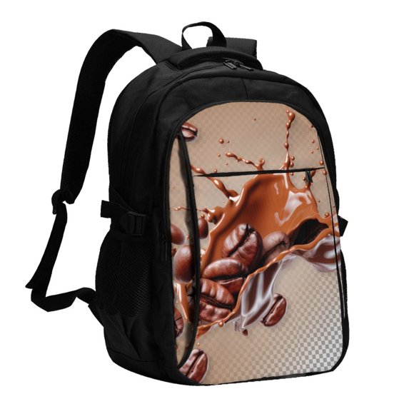 KLL Coffee Beans Chocolate Splash for Travel Backpack for Women,15.6 inch Laptop Backpack Carry On Backpack Personal Item Travel Bag Daypack for School Weekender Business Trip