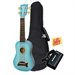 Kala MK-SD Makala Dolphin Soprano Ukulele - Light Blue Burst Bundle with Gig Bag, Tuner, Austin Bazaar Instructional DVD, and Polishing Cloth