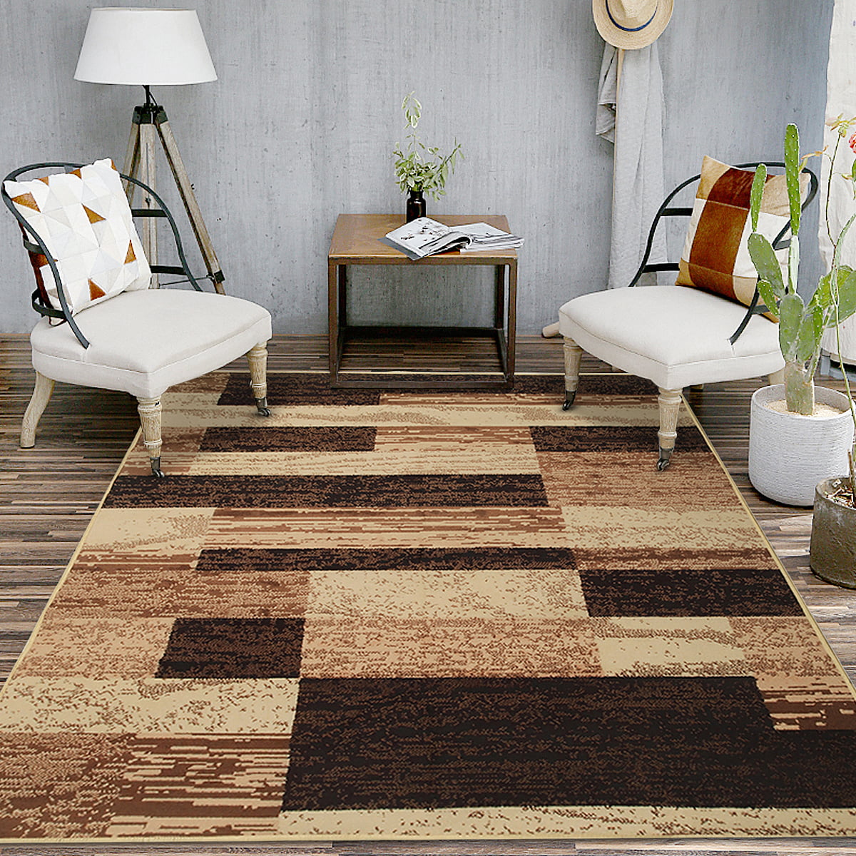 Boston Collection Rugs Small Extra Large Living Room Floor Carpet Rug UK Brown 