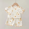 thumbnail image 4 of YunPes Toddler Girls Cute Floral Print Clothing Set Short Sleeve T-shirts & Shorts 2PC Outfits Lettuce Trim Graphic Loungewear Summer, 4 of 6