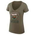 thumbnail image 2 of Women's G-III 4Her by Carl Banks Olive Minnesota Wild Super-Slim Fit Lightweight Team Logo Graphic V-Neck T-Shirt, 2 of 3