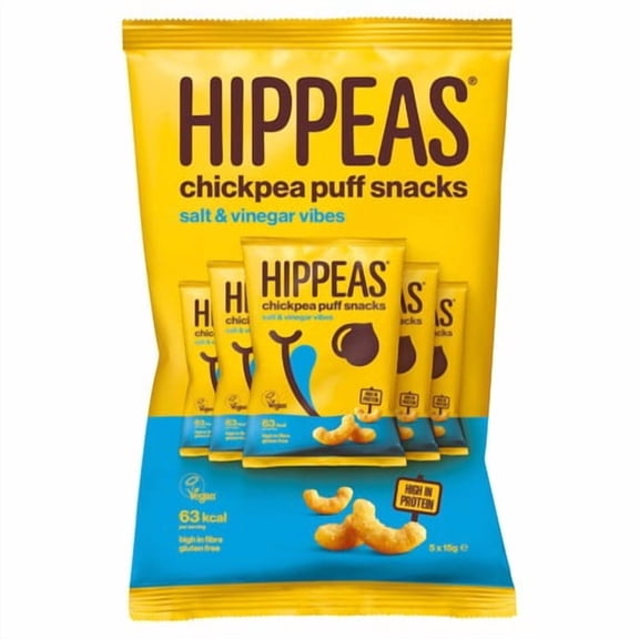 Hippeas Chickpea Puffs - Salt & Vinegar Multipack 5 x 15g, British Import (Pack of 6)