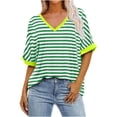 thumbnail image 1 of Fiudx Camisas para Mujer Camiseta de Manga Corta con Cuello En V y Estampado Cómoda Informal para Mujer a La Moda, 1 of 3