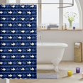thumbnail image 3 of Manfei Coastal Shark Shower Curtain 72Wx72L, Simple Horizontal Stripe Bathroom Curtain, Navy White, 3 of 5