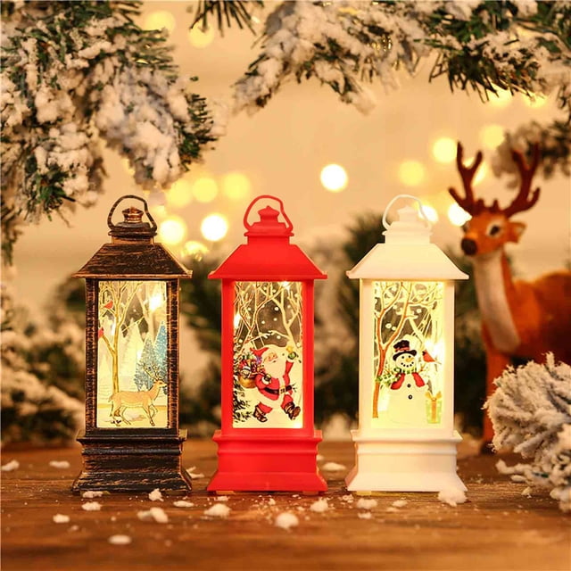 Xihbxyly Lámpara de Aceite Navideña, Decoración con Luz Led, Tamaño Mini Portátil, Luz Blanca Cálida, Diseño de Muñeco de Nieve y Papá Noel, Ambiente Festivo, Ideal para Casa, Oficina o Restaurante,