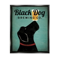 Stupell Industries Black Dog Brewing Antique Beer Sign Graphic Art Jet Black Floating Framed Canvas Print Wall Art, Design by Ryan Fowler