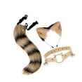 thumbnail image 1 of Faux Fur Cat Ears and Tail Set Costume Up Tails Fancy Dress Gift for Stage Shows Black Yellow, 1 of 9