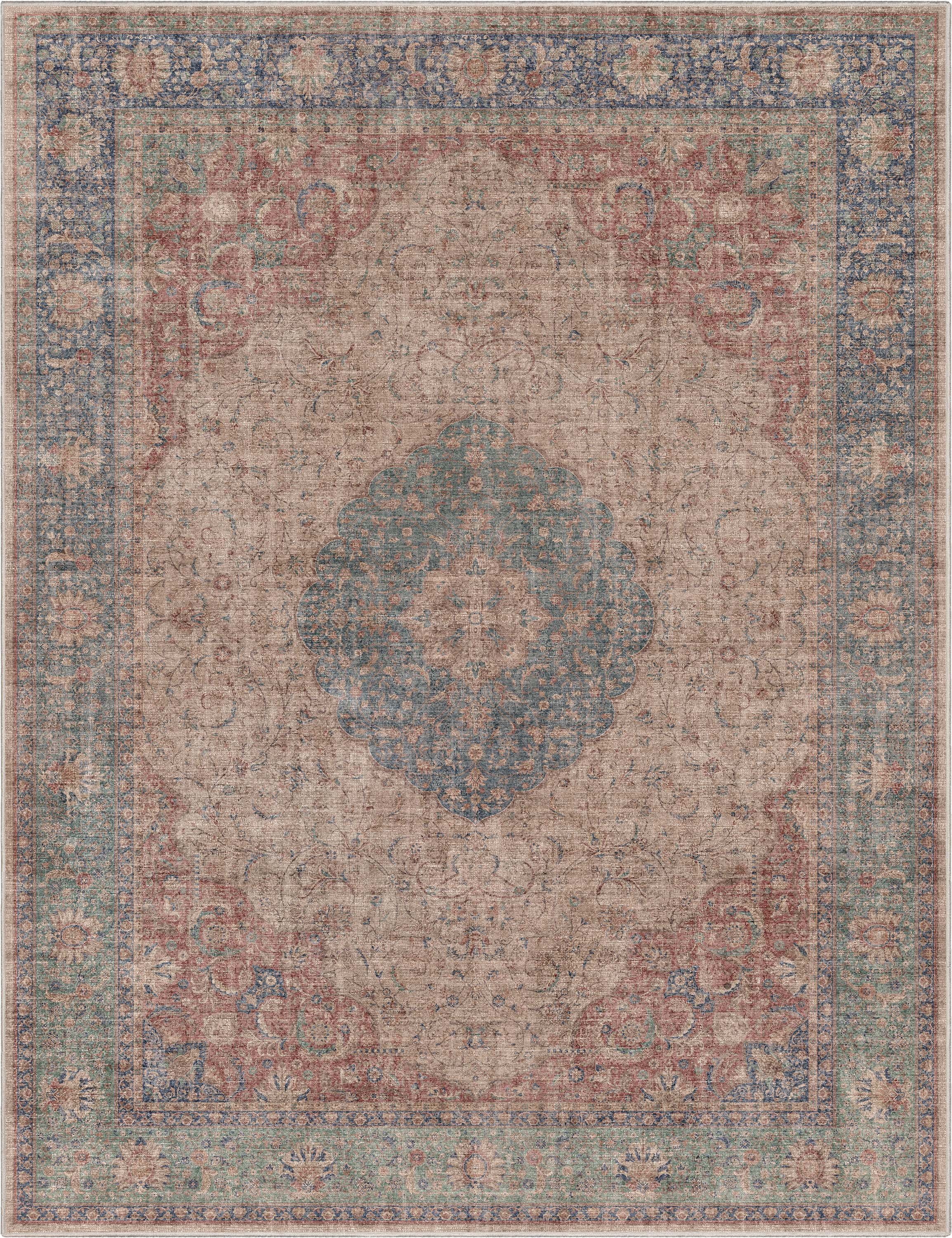 Well Woven Asha Odette Vintage Medallion Oriental Red Blue 7'7" x 9'10" Flat-Weave Area Rug
