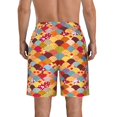 thumbnail image 3 of KLL Japanese Style Fish Scales Men's Casual Summer Beach Shorts Hawaiian Shorts with Pockets-X-Large, 3 of 5