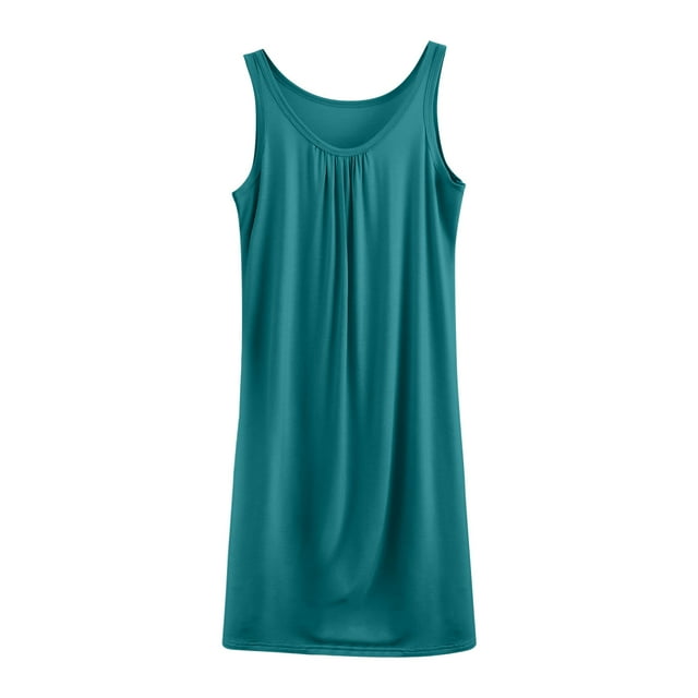 Wdfiry Nuisette pour Femmes en Modal Grande Taille Sans Manches Débardeur Robe de Nuit Couleur Unie Décontractée Froncée Longue Robe de Nuit Tenue d'Intérieur