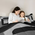 thumbnail image 5 of Homewish Meodern Geometric Bedding Comforter Set,Square Pattern Twin Comforter Sets,Gray Black Bedding Set For Men Women,Luxury Bedroom Decor Reversible,2pcs, 5 of 8