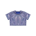 thumbnail image 3 of Manyakai Kids Boys Girls Shiny Metallic Crop Tank Top Jazz Hip Hop Dance Costumes Club Party Music Blue 170, 3 of 7