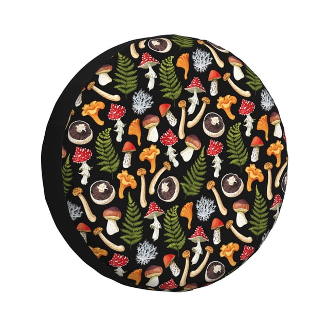 Fotbe Mushrooms Funda de Llanta de Repuesto con Estampado, Engrosada, Ajuste Universal para Jeep, Remolque, RV, SUV, Camión-17 inch