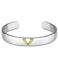 thumbnail image 1 of Women Reverse Two-Tone White Metal Bangle with Top Grade Crystal in Clear - 6.75 in., 1 of 1