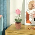 thumbnail image 4 of Mini flor de ganchillo hecha a mano, flor artificial de ganchillo en maceta, flor tejida a mano tulipanes rosados, 4 of 8