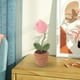 thumbnail image 4 of Mini ramo de flores de ganchillo hecho a mano en maceta, tejido a mano, para regalo de cumpleaños tulipanes rosados, 4 of 8