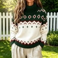 thumbnail image 2 of Pullover Sweaters for Women Fair Isle Sweater Women Scoop Neck Tops Fall Outfits Long Sweaters Plus Size Sweater Knit Sweater Retro Sweaters Oversized Sweaters, 2 of 4