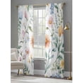 thumbnail image 4 of Watercolor Flower Sheer Curtains 96 Inch Long 2 Panels, Spring Herb Plant Leaf Light Filtering Rod Pocket Semi Sheer Curtains, Sheer Voile Drapes for Living Room Bedroom, 52"x96", 4 of 5