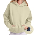 thumbnail image 6 of CAIVO Long Sleeve Hoodies For Women Cozy Relaxed Fit Hooded Sweatshirt With Front Pockets Casual Winter Pullover Solid Color Cold Weather Tops, 6 of 7