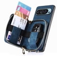 thumbnail image 4 of Dteck Zipper Wallet Crossbody Strap Case for Google Pixel 9 Pro XL,Magnetic Leather Card Pocket Case Shockproof Kickstand Cover with Adjustable Shoulder Strap for Google Pixel 9 Pro XL,Blue, 4 of 7