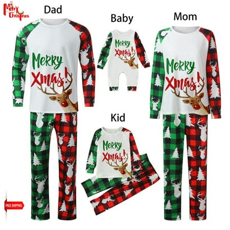 

Sunisery Christmas Pajamas For Family - Family Christmas Pjs Matching Sets Letter Elk Christmas Tree Deer Plaid Print Christmas Pajamas