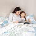 thumbnail image 4 of Manfei Simple Blue Starfish Coral Twin Comforter Sets for Kids Boys and Girls, Coastal Bedding Set, Reversible 2 Pieces, 1 Comforter and 1 Pillowcase, 4 of 6