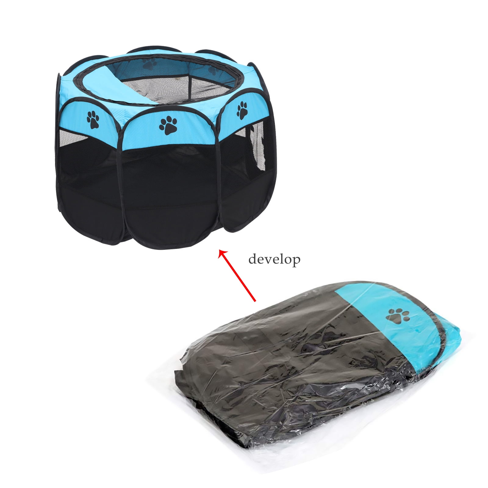 Soft Foldable Pet Tent 8-Panel Pop-Up Dog Crate with carrying bag Portable Playpen for Dogs, Cats, and Other Small Animals