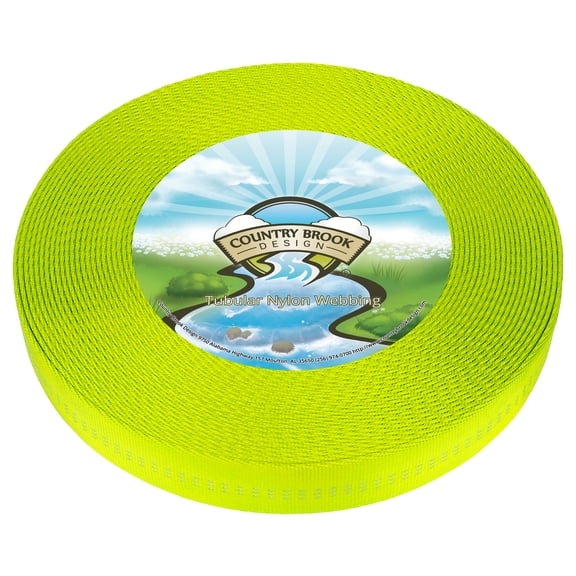 Country Brook Design® 1 inch Hot Yellow Climbing Spec Tubular Nylon Webbing, 50 Yards