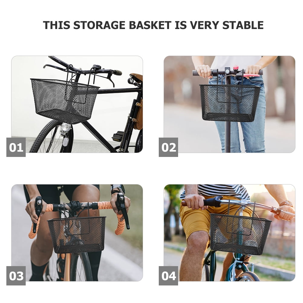 HOMEMAXS 2Pcs Bike Front Basket Large Bike Basket Metal Basket Bike Vegetable Basket Front Hanging Basket for Bike