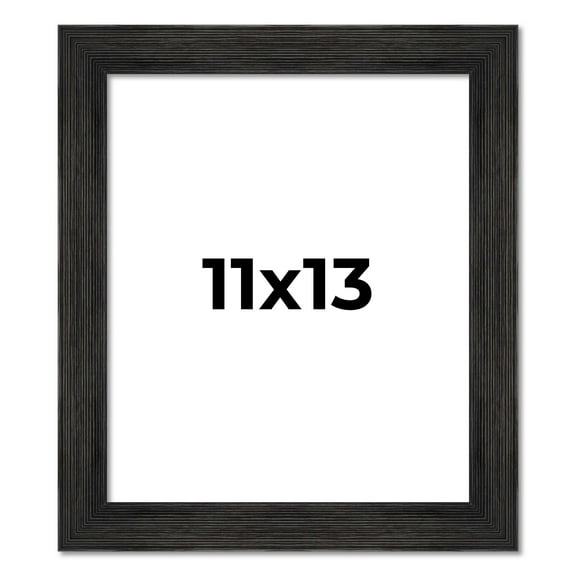 11x13 Frame Black Rustic Barnwood Solid Wood Picture Frame | 1.5 Inch Moulding Width | Includes UV