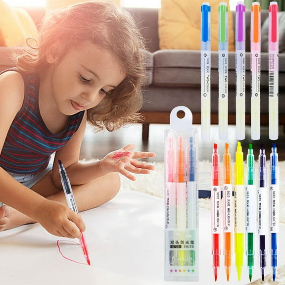 Markers for Adults Clearance, Hwkond Fluorescent Notebook Pen Color Double Headed Rough Scratch Key Set Light Pen Color Pen Candy Color 3ml, Back to College