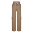 thumbnail image 5 of Hueook Trousers Pants for Women Comfy Pants Women's Solid Color Sports Loose Casual Wide Leg Leggings Khaki 2X, 5 of 8