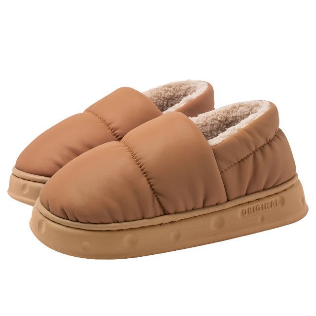 Feslishoet-Zapatillas de algodón para hombre y mujer, zapatos de fondo grueso, antideslizantes e impermeables, de felpa, para uso doméstico