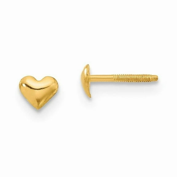 14k Yellow Gold Heart Post Earrings
