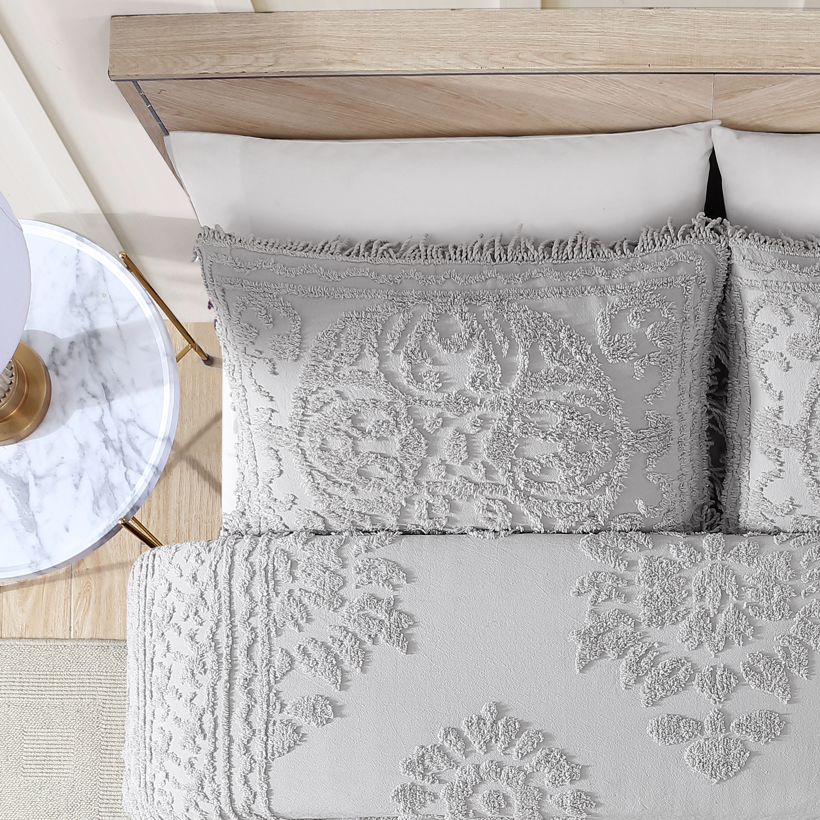 Beatrice Home Fashions Medallion Chenille King Sham Gray