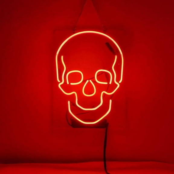 Queen Sense 17" Haunted Skull Neon Sign Acrylic Man Cave Handmade Neon Light 117SSRA