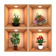 thumbnail image 4 of 4 Piezas Pósteres de Plantas en Maceta Pegatinas Decorativas de Pared 3D Arte de Flores Creativo de PVC Extraíbles para Decoración de Sala de Estar, 4 of 8