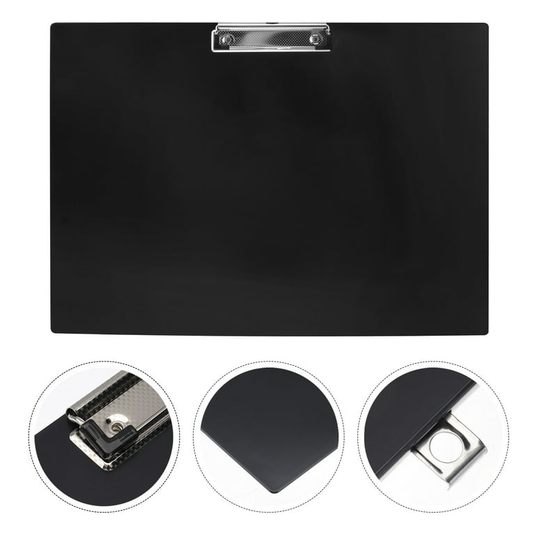 Plastic Clipboard Metal Clip Writing Pad File Folder with Hanging Loop  Stationery Supply - Black A4 Size Wholesale